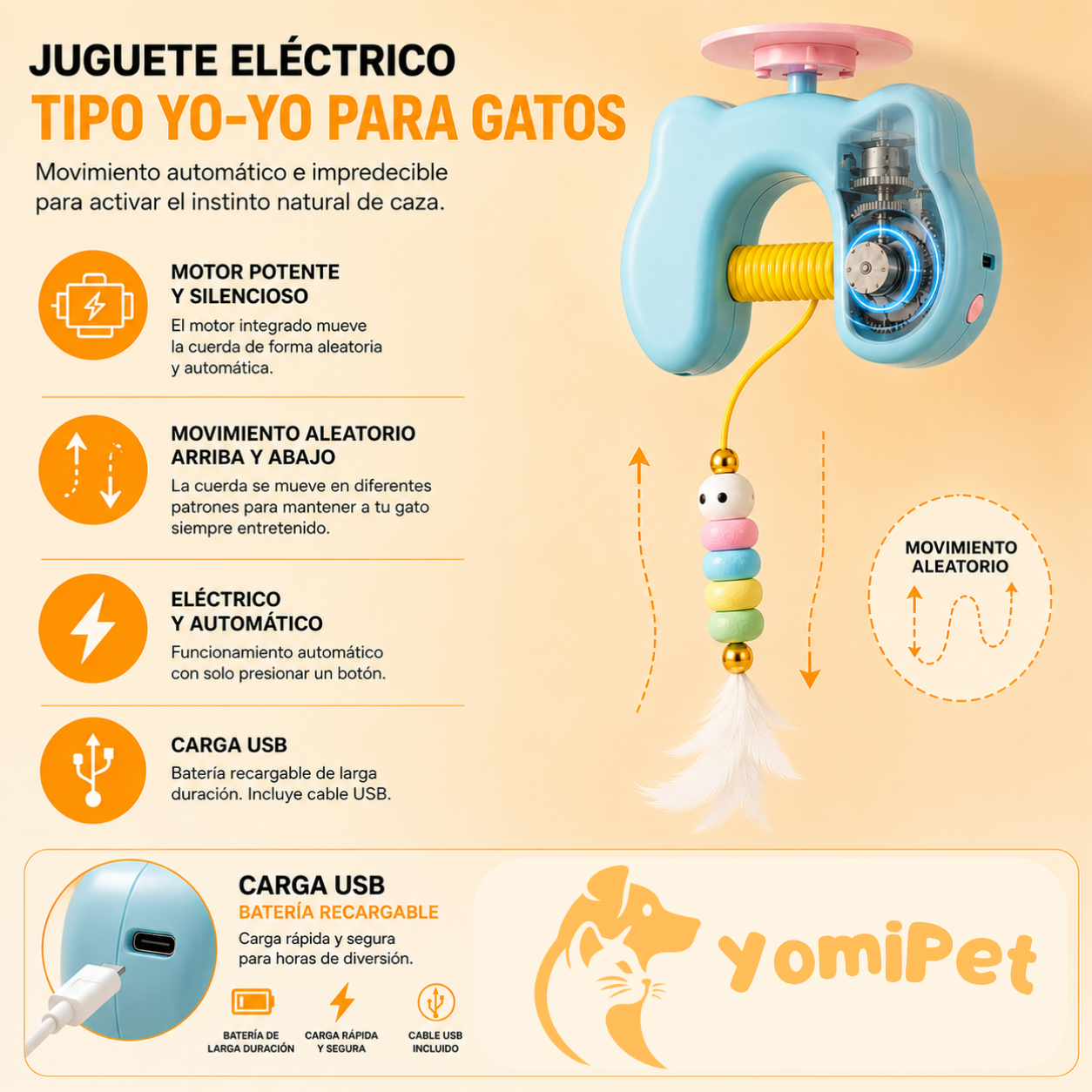 YomiPet | Yo-Yo Cazador para Gatos de Interior